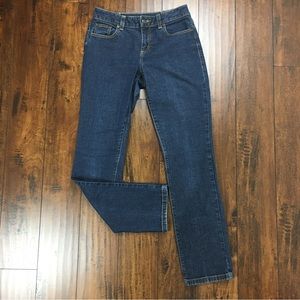 DKNY Jeans Women's Size 10R Dark Wash Skinny Pocket Logo Altered Waist.